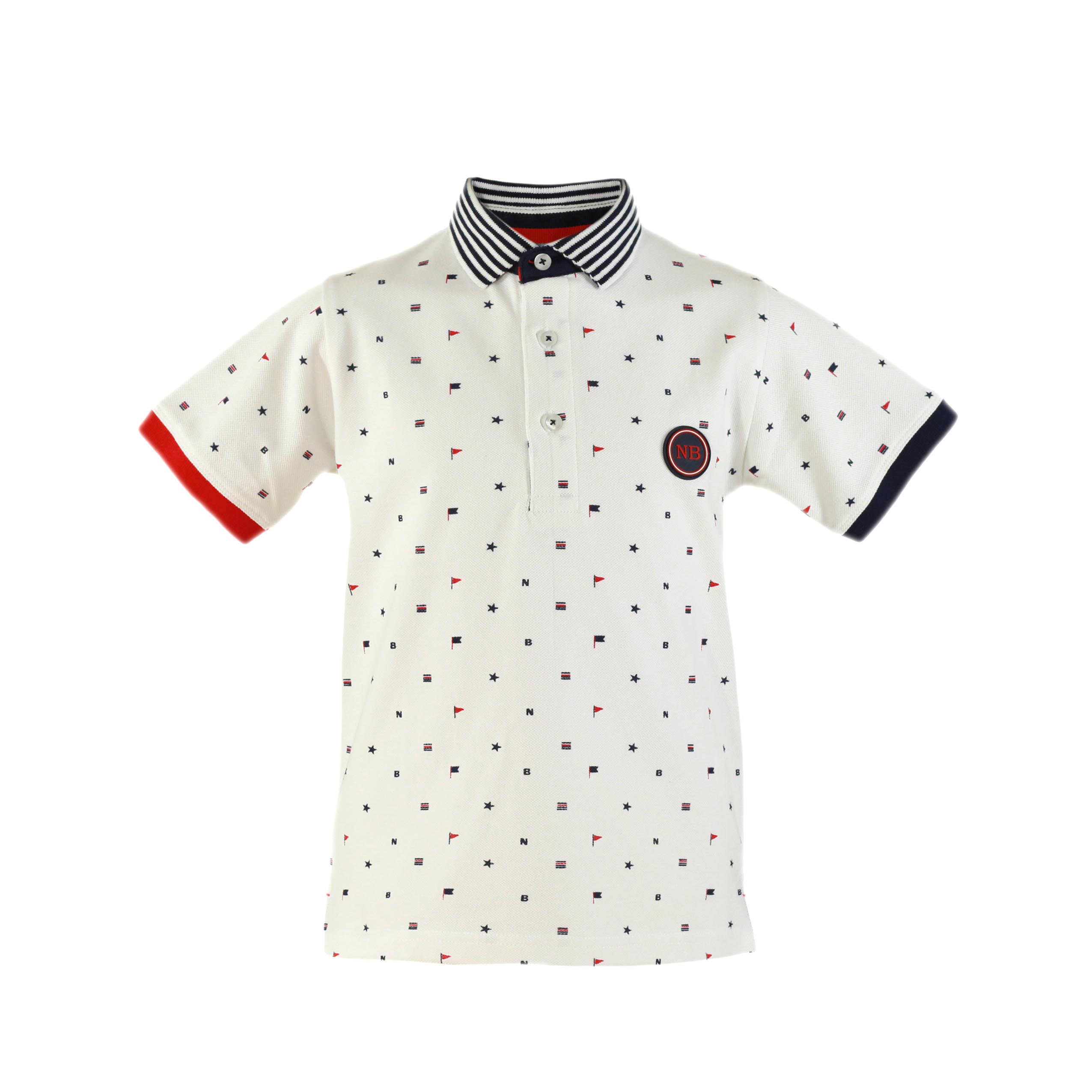 Conjunto Polo Blanco/Banderas+Pantalón Corto Marino Nelblu - Imagen 2