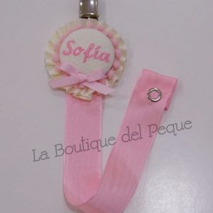 Chupetero Personalizado Rosa-Beige