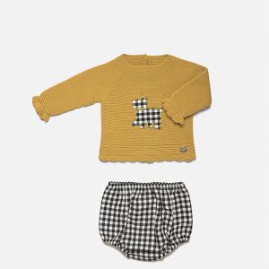 Conjunto Bebé Braga Tela Cuadritos bordado Juliana J8082