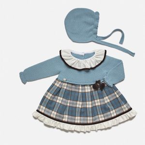 Vestido Niña Cuerpo Punto Tela Cuadros Juliana J8160