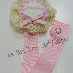 Chupetero Personalizado Beige-Rosa