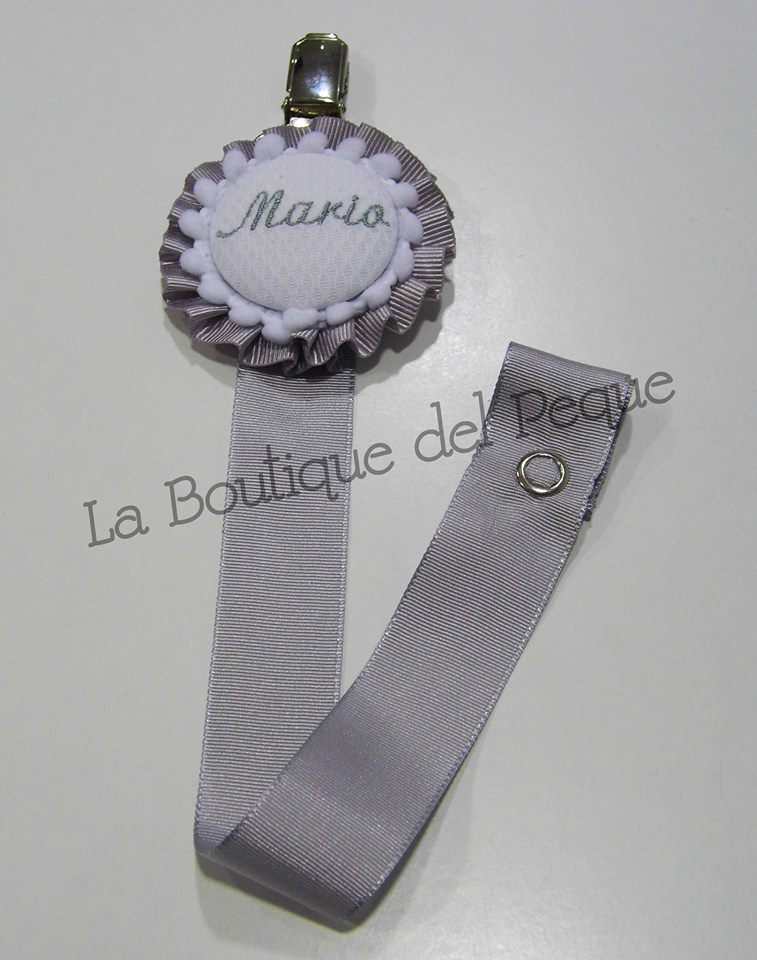Chupetero Personalizado Gris-Blanco