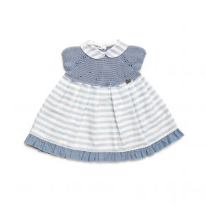 Vestido Niña Cuerpo Punto Rayado Cuello Bebé Juliana 25121