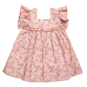 Vestido Niña Cuadritos Florecitas Volantes Juliana 25146