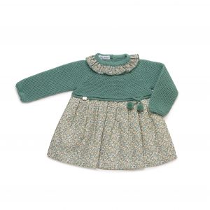 Vestido Niña Cuerpo Punto Recogidas Florecitas Juliana 25651